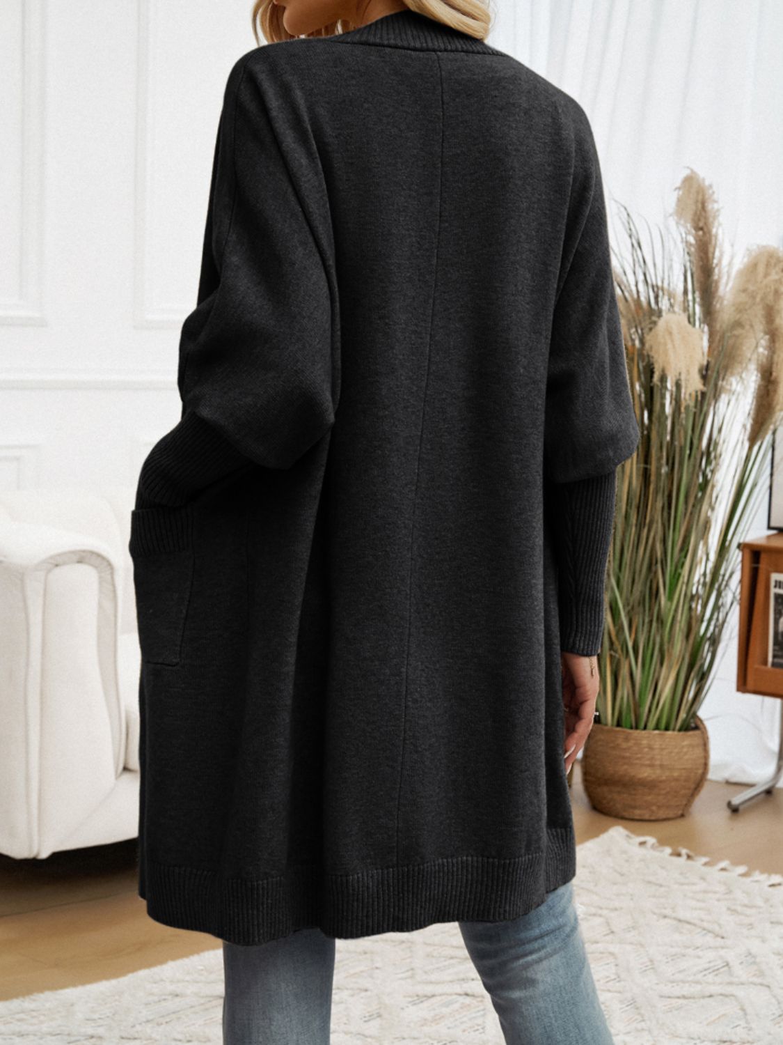 Devine Open Front Long Sleeve Cardigan