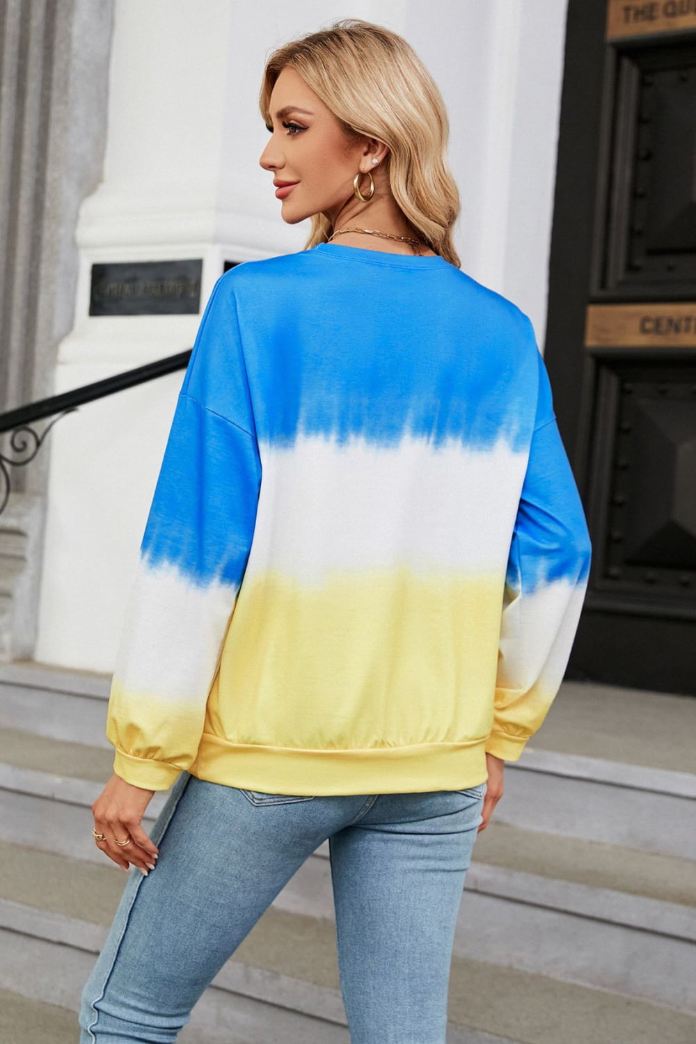 Gradient Round Neck Long Sleeve Sweatshirt