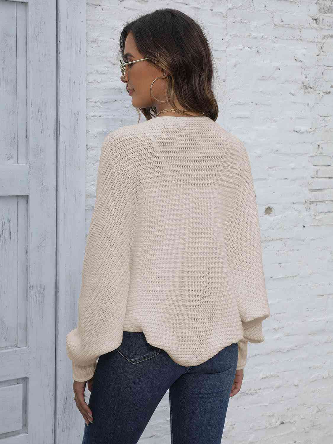 Bat Sleeve Open Front Short Cardigan