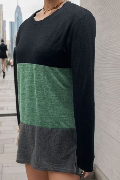 Color Block Long Sleeve T-Shirt